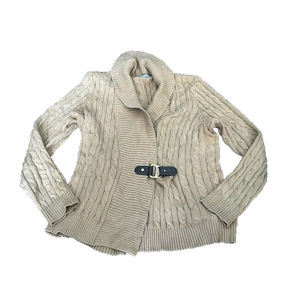 Lauren Ralph Lauren Sweaters - Lauren Ralph Lauren Cardigan Sweater Long Sleeves Cable Knit Equestrian Beige XL
